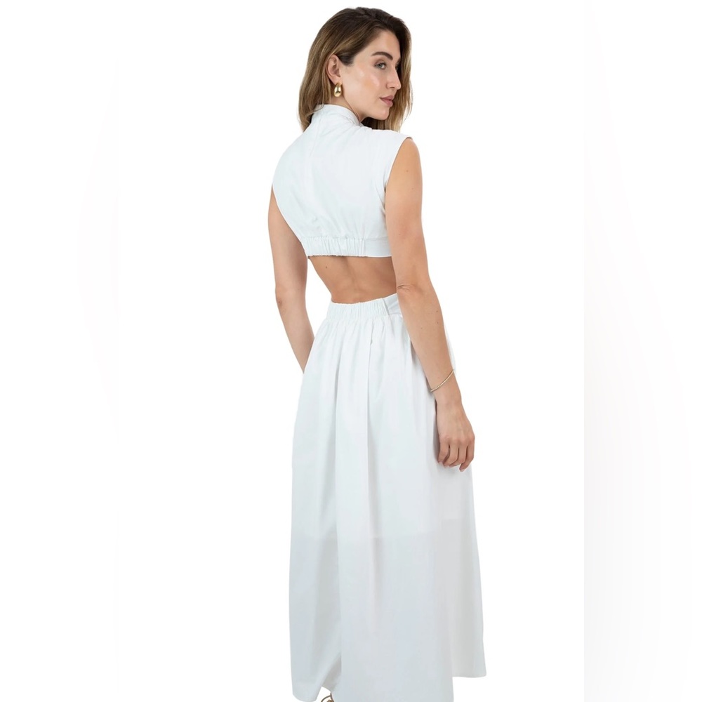 Santella Shop Tina Dress (White Maxi Cotton High Neck Dress) Size S View 3